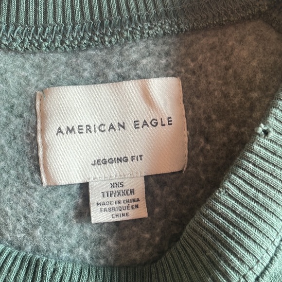 Womens XXS oversized green with flowers crewneck - Picture 3 of 3